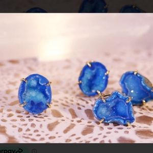 Blue agate stone earrings NWT